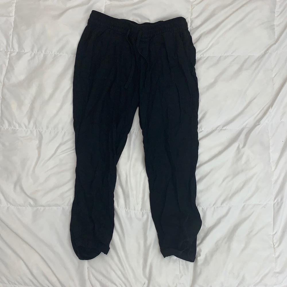 Black Linen Pants - Cropped